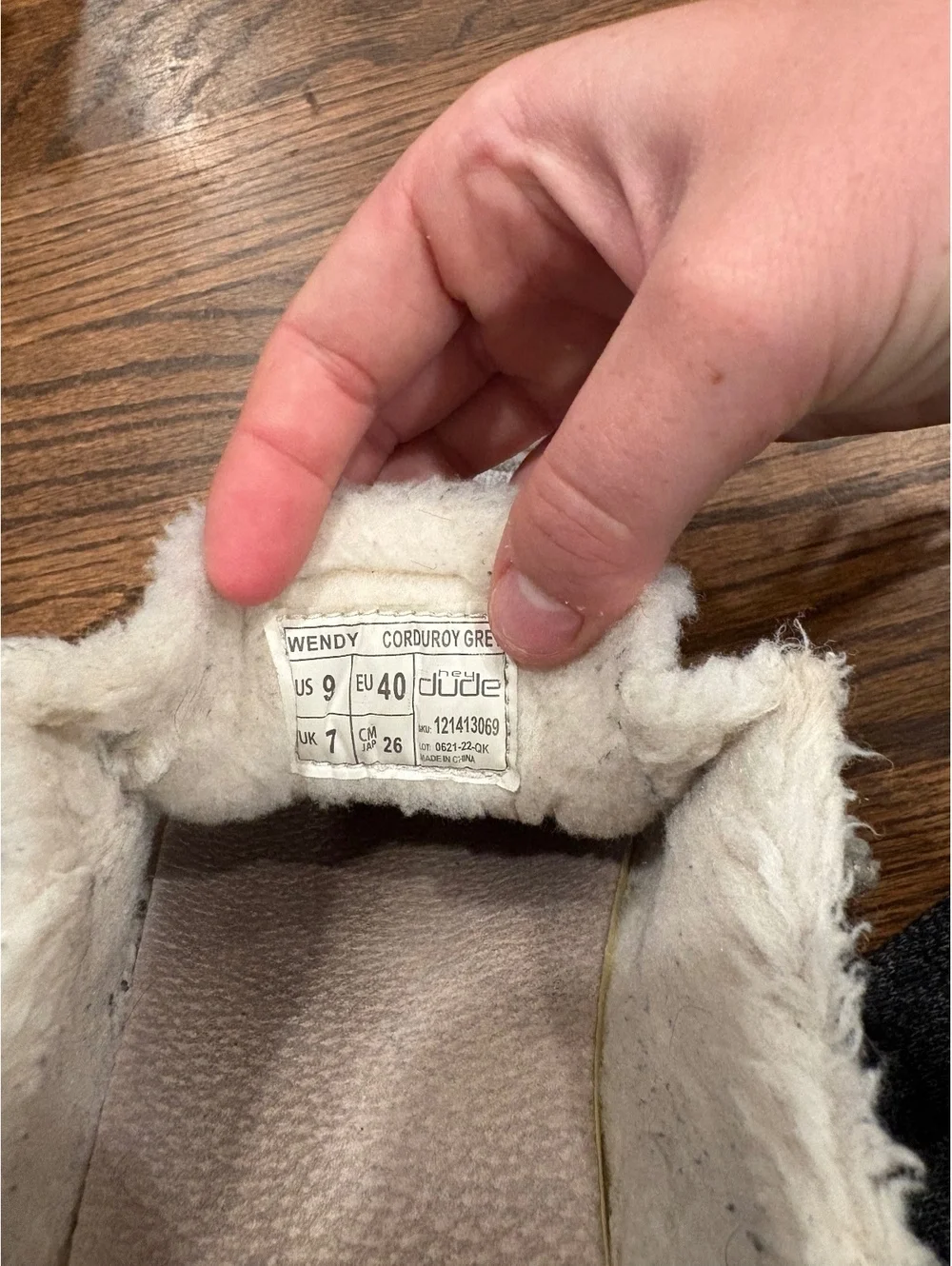 Hey Dude Wendy Corduroy Grey Slippers Size US 9 EU 40